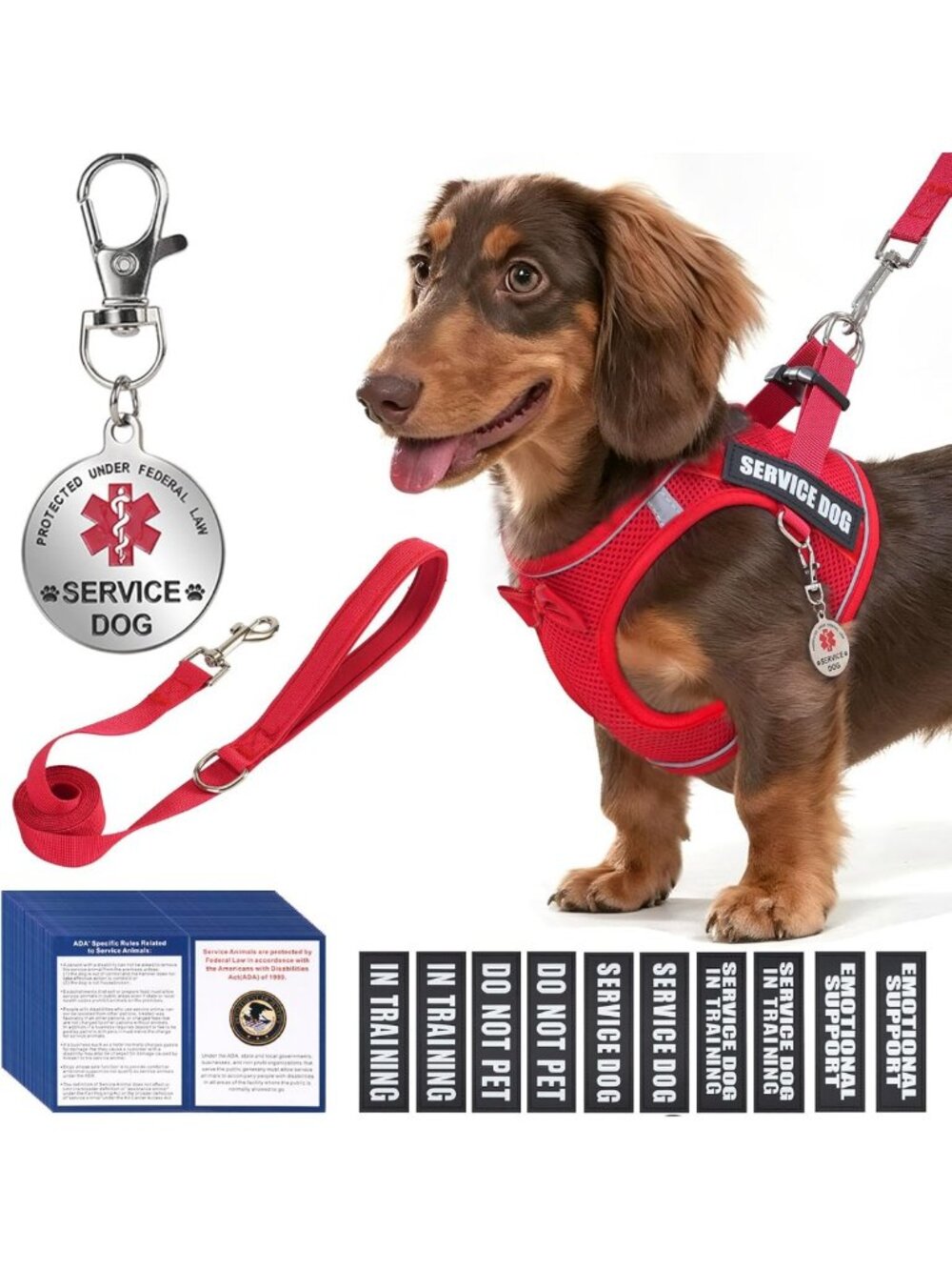 Lightweight Service Dog Vest Harness for Small Breeds with ID Tag & 10 Patches